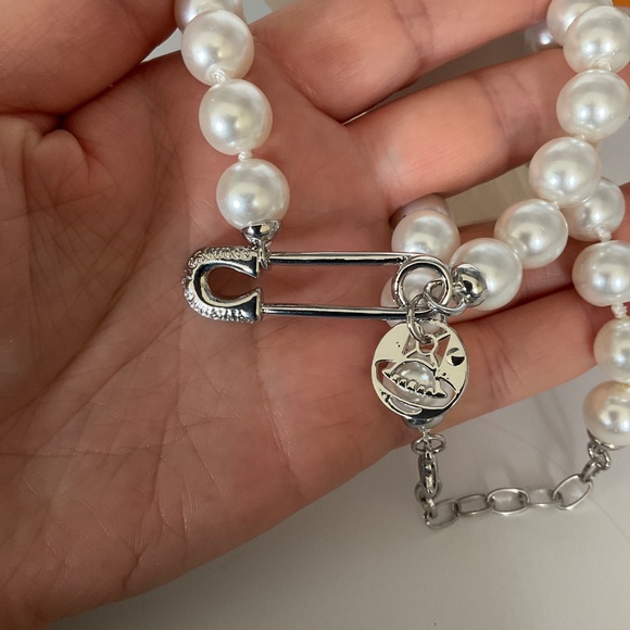 Vivienne Westwood Pearl Necklace with Silver Charm - Picture 3 of 4